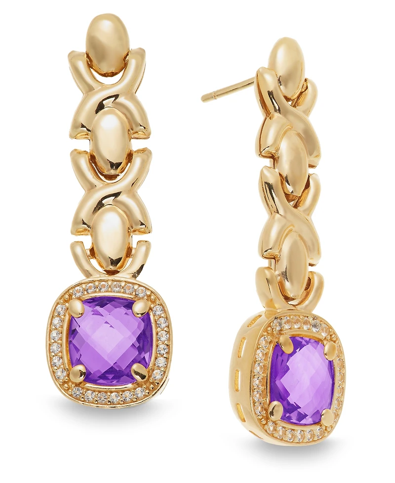 Citrine (3-5/8 ct. t.w.) & White Topaz (1/2 Xoxo Link Drop Earrings 14k Gold-Plated Sterling Silver