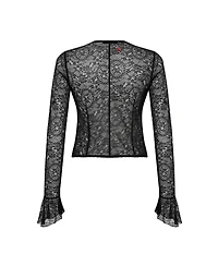 Pcfg Women's Long-Sleeve Black Lace Top