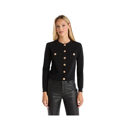 The Noli Shop Women's Loretta Knit Cardigan Top - Black