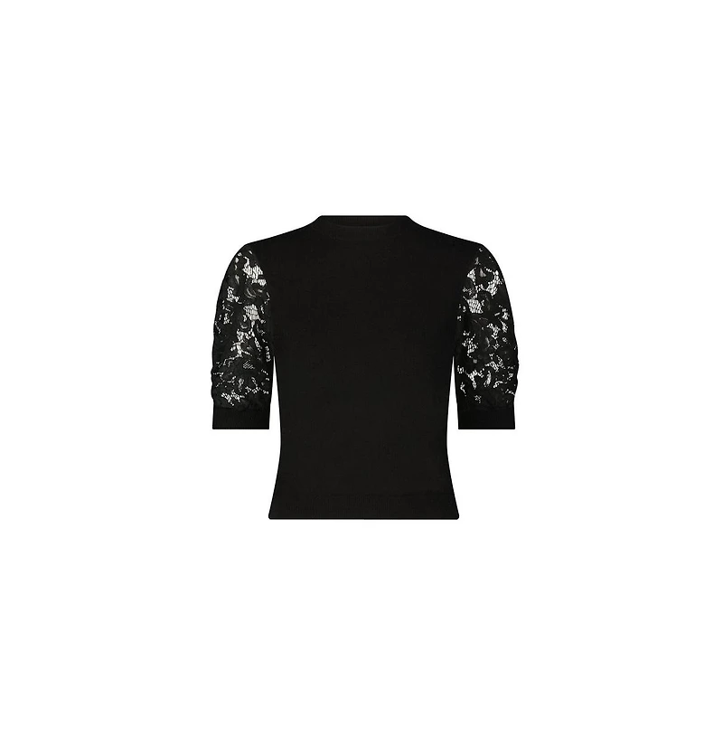 The Noli Shop Women's Sylvie Lace Sleeve Top - Black