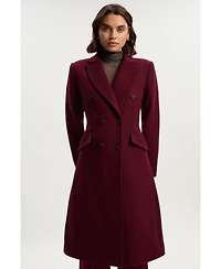 Karen Millen Women's Wool Double Breasted Midi Coat