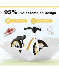 Sugift 12-Inch Balance Bike with Adjustable Seat and Rotatable Handlebar for Over 36 Months Old