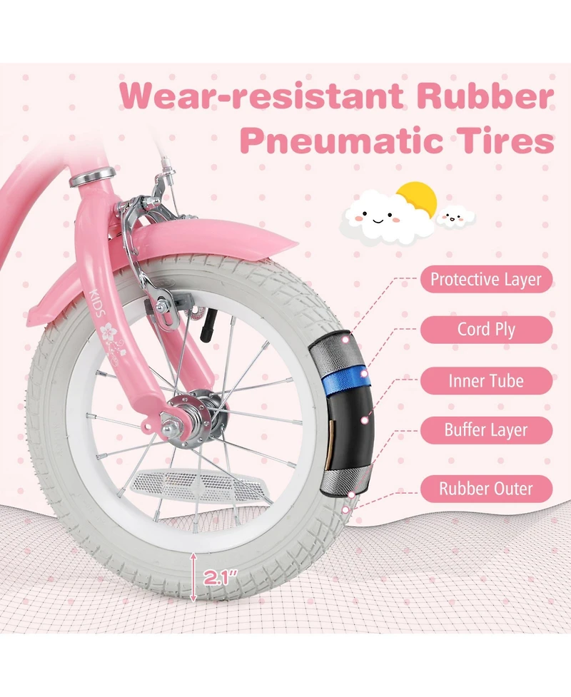 Sugift Kids Bike with Basket, Adjustable Seat & Training Wheels