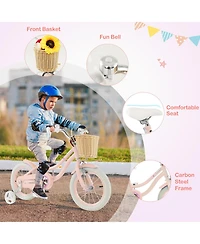 SUGIFT14-Inch Kids Bike with Training Wheels and Adjustable Handlebar Seat