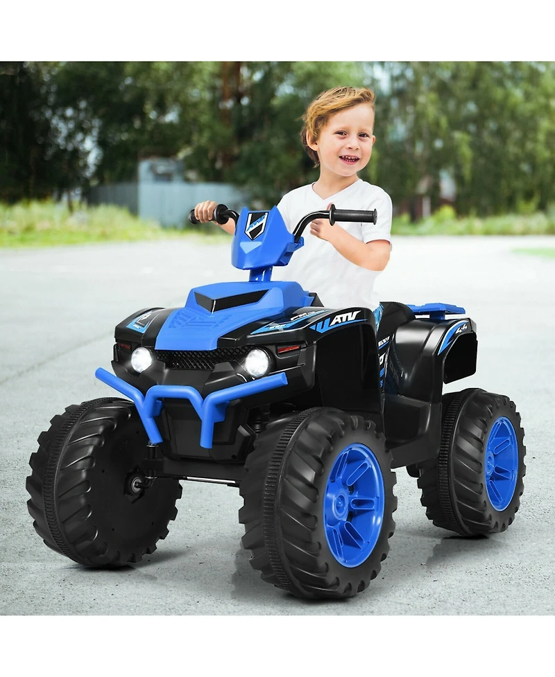 Sugift 12V Kids Ride on Atv with Led Lights and Treaded Tires and Led lights