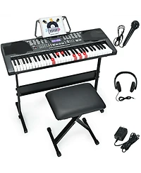Sugift 61-Key Portable Electronic Keyboard Piano with Stand and Stool