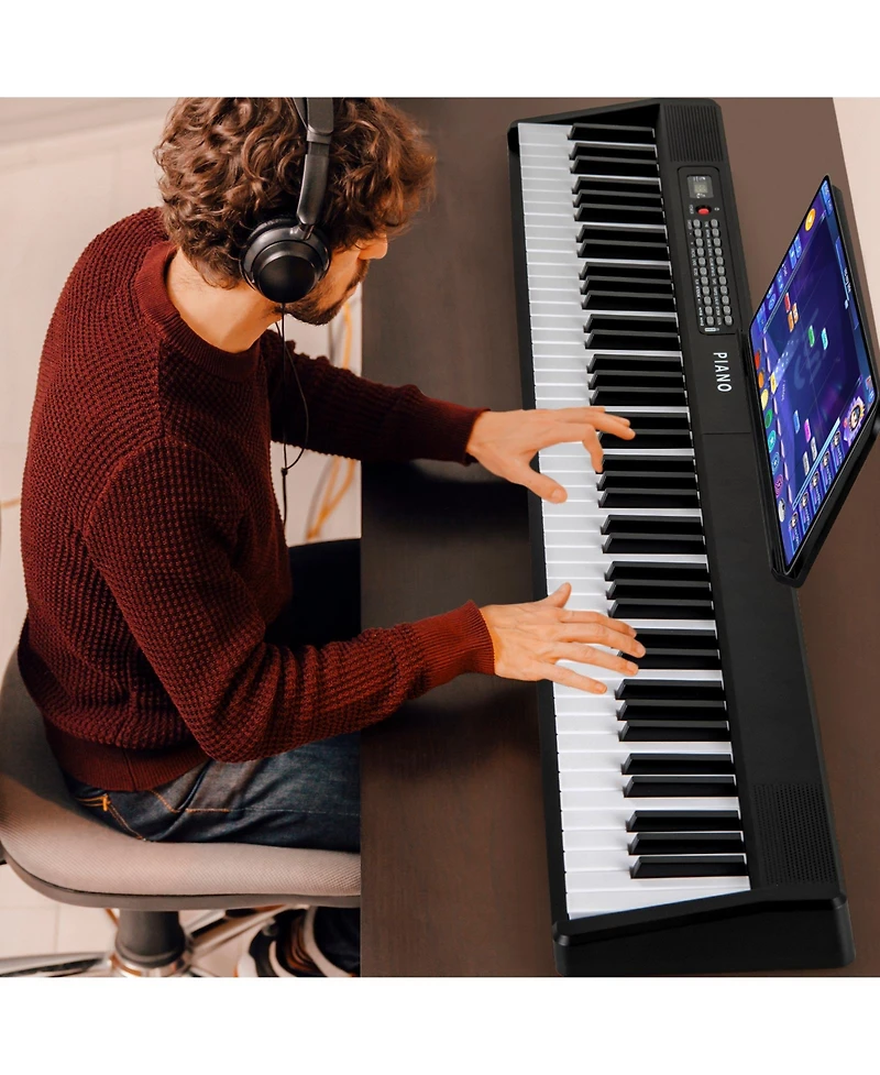 Sugift 88 Key Foldable Electric Keyboard Piano with Wireless Midi and Dual Speakers
