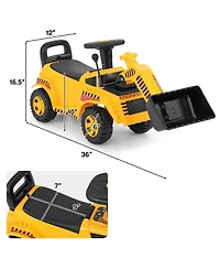 Sugift Kids Ride-On Bulldozer Excavator with Storage & Steering Wheel