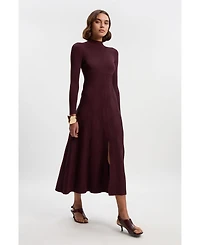 Karen Millen Women's Wave Knit A-Line Long-Sleeve Dress