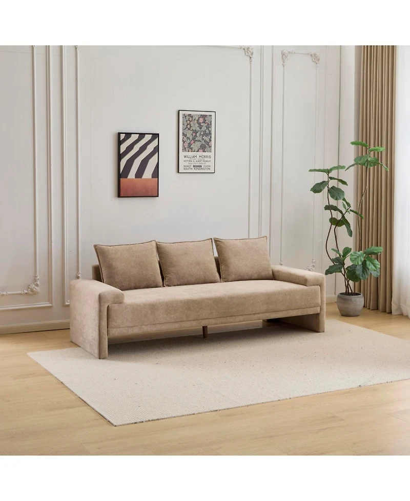 Streamdale Algora 84.5 in. 3 Seater Modern Upholstered Velvet Sofa, Moss Green