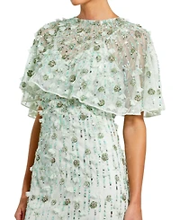 Mac Duggal Women's Embellished Illusion Cape Sleeve Trumpet Gown