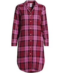 Lands' End Women's Flannel Long Sleeve Sleepshirt Nightgown