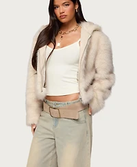 Edikted Women's Beyonca Hooded Faux Fur Jacket