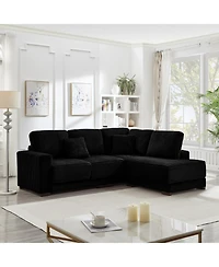 Streamdale Furniture Streamdale 93" L-Shaped Corduroy Sectional Sofa with Reversible Chaise (Black