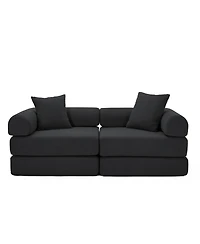 Streamdale Furniture Streamdale Modular Couch Sofa Bed for Apartment, Convertible Sofa Bed, Black Corduroy