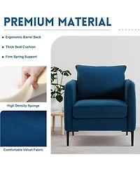 Streamdale Furniture Velvet Accent Chair with Metal Legs and Pillow