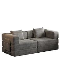Streamdale Furniture Streamdale Convertible corduroy sofa bed with side storage and cushions