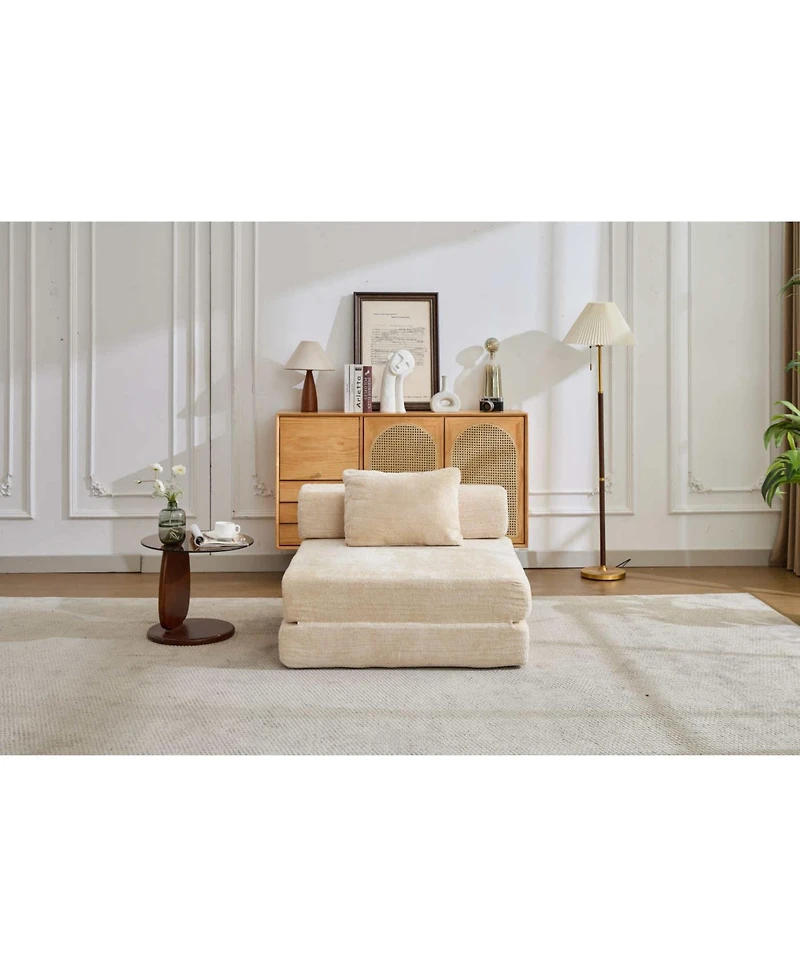 Streamdale Furniture Streamdale Compression Sofa, Convertible Floor Sofa Bed, Single Seater Modular Sectional, Beige