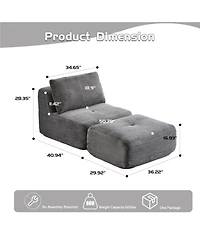 Streamdale Furniture Modern Memory Foam Sofa, Single Chaise, Pet-Friendly Cloud Modular Sectional, Grey