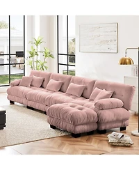 Streamdale Furniture Free Combination Modular Sectional Sofa, L-Shaped Couch, 4-Seater, Pink
