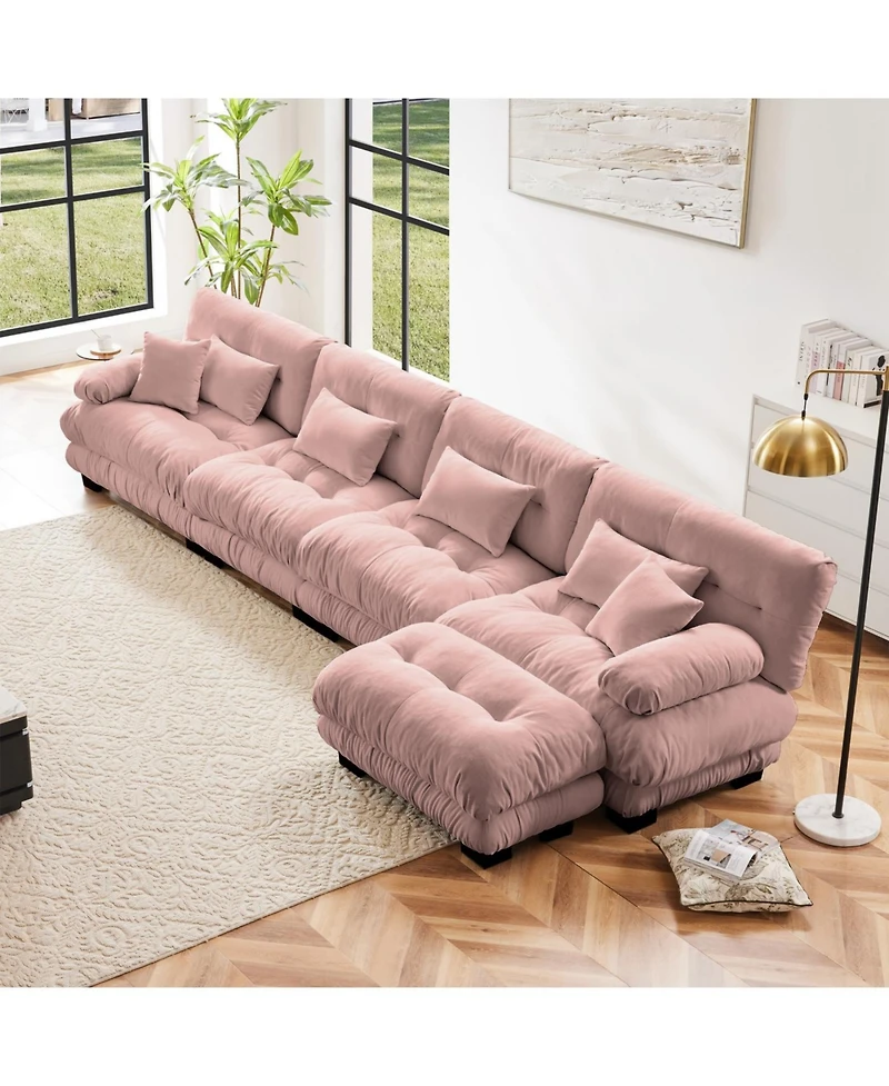 Streamdale Furniture Free Combination Modular Sectional Sofa, L-Shaped Couch, 4-Seater, Pink