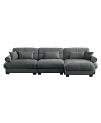 Streamdale Furniture Super Comfort Oversized Modular Velvet Sectional Sofa Couch with Ottoman, Grey