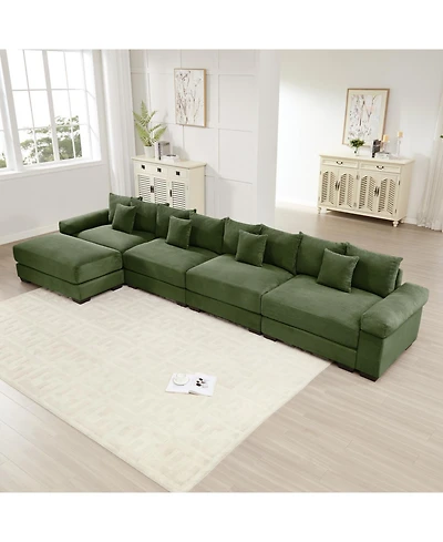 Streamdale Furniture 170" Oversized Cloud Modular L-Shape Sectional Couch, Soft Corduroy, Green