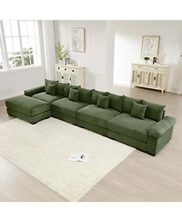 Streamdale Furniture 170" Oversized Cloud Modular L-Shape Sectional Couch, Soft Corduroy, Green