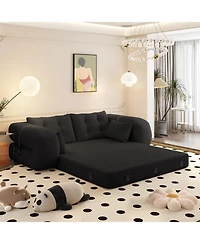 Streamdale Furniture Human Dog Bed, Lazy Sofa Couch, 78.7" Foldable Sofa Bed, 3-in-1 Teddy Fabric Foam Sleeper Sofa Bed