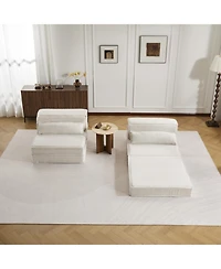 Streamdale Compression Sofa, Convertible Floor Sofa Bed, White