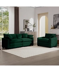 Streamdale Furniture Modern Living Room Sofa Two-Piece Set, Green Corduroy