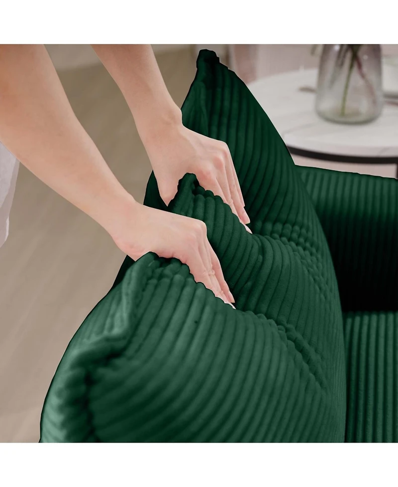 Streamdale Furniture Oversized Modular Cushion Sofa with Ottoman, L-Shaped Corner Sofa Bed, Green Corduroy