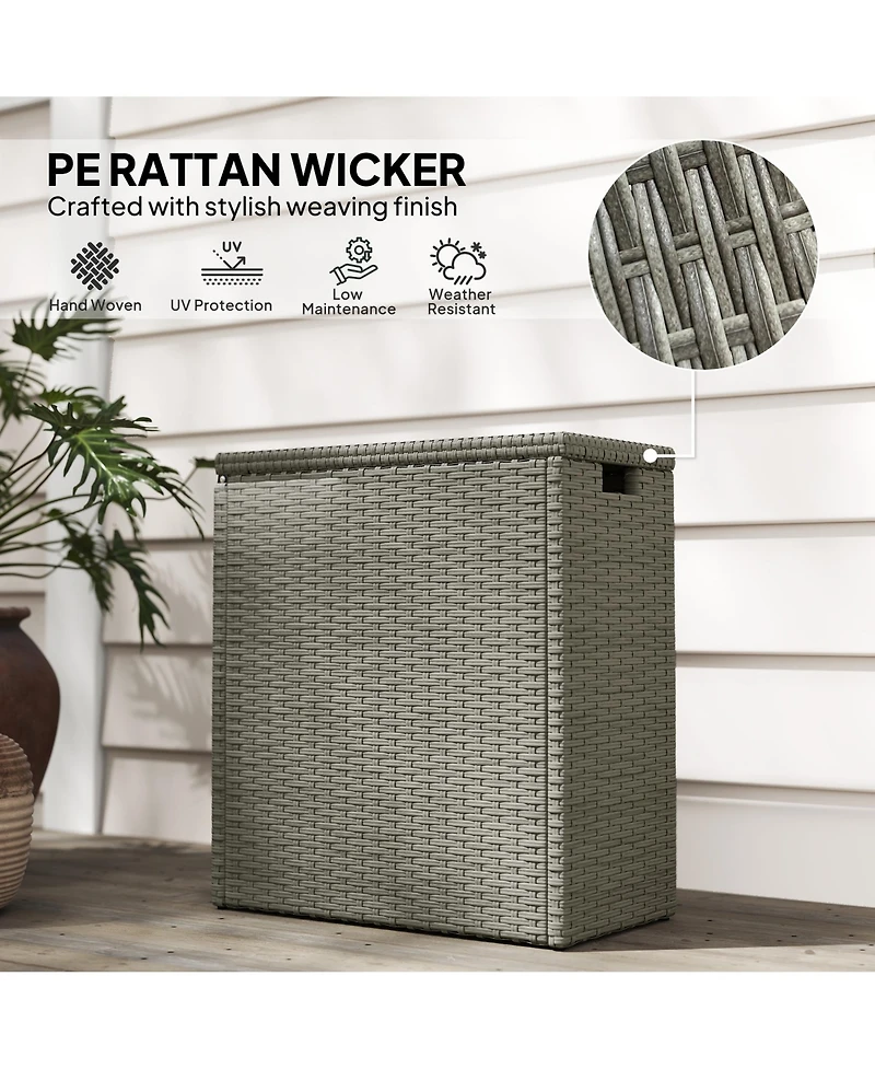 Outsunny 17 Gallon Wicker Deck Box, Small Outdoor Storage