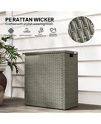 Outsunny 17 Gallon Wicker Deck Box, Small Outdoor Storage