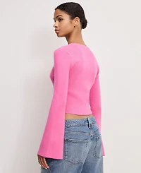 Good American Women's Bell Sleeve Knit Cardigan Sweater