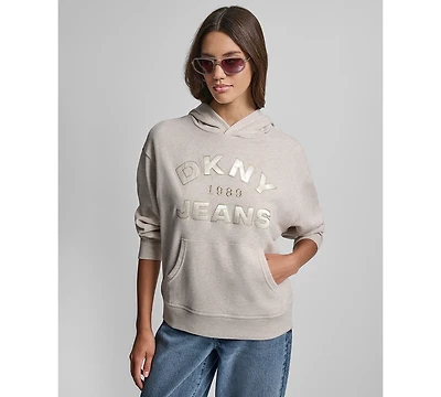 Dkny Jeans Women's Applique Chainstitch Logo Hoodie
