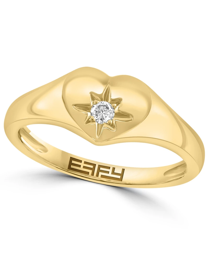 Effy Collection Diamond Accent Pinky Ring in 14k Yellow Gold 0.03 ct tw