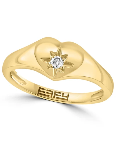 Effy Collection Diamond Accent Pinky Ring in 14k Yellow Gold 0.03 ct tw