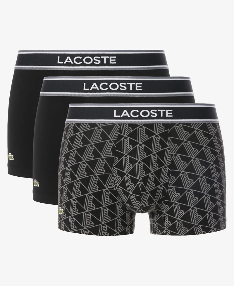 Lacoste Men's 3-Pack Regular-Fit Monogram 5" Boxer Briefs