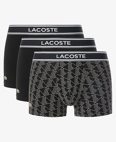 Lacoste Men's 3-Pack Regular-Fit Monogram 5" Boxer Briefs