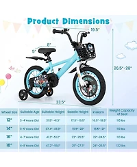 Hongge Kids Bike with Dual Brakes Adjustable Seat and Training Wheels for Ages 3 to 8