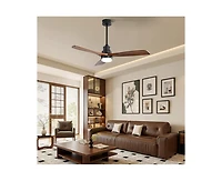 Sofucor 52-Inch Modern Black 3-Blade Ceiling Fan with Light, Remote Control & Mobile Device Connectivity