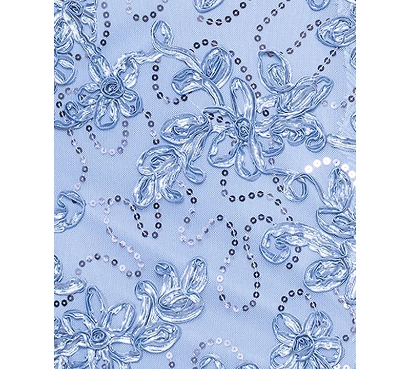 Xscape Petite Straight Neck Off-The-Shoulder Long Dress