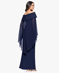 Xscape Petite Off-The-Shoulder Cape Dress