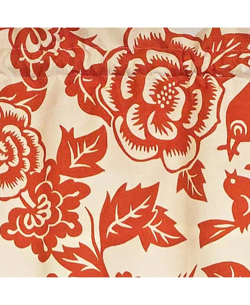 Rlf Home 100% Cotton High Quality Love Bird Tailored Window Valance with 1.5" Rod Pocket 50" W X 12" L Orange