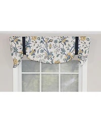 Rlf Home Gianna Suspender Valance White. 3" Rod Pocket, contrast ribbon Tie. 50"W x 17"L