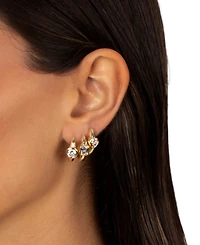 by Adina Eden Cubic Zirconia Gold Plated Gold Plated Emerald Bezel Huggie Earrings