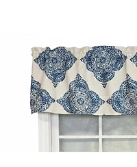 Rlf Home 100% Cotton High Quality Lazaro Tailored Window Valance with 1.5" Rod Pocket 50" W X 12" L Blue