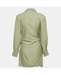 Pre-Owned Jacquemus Women's L'annee 97 Green Crepe Knotted Bahia Shirt Dress