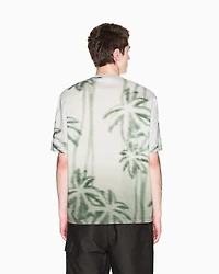 A|X Armani Exchange Men's Short Sleeve Palm Tree Print Crewneck T-Shirt